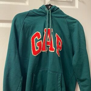 GAP Teal Hoodie with Vibrant Red Lettering